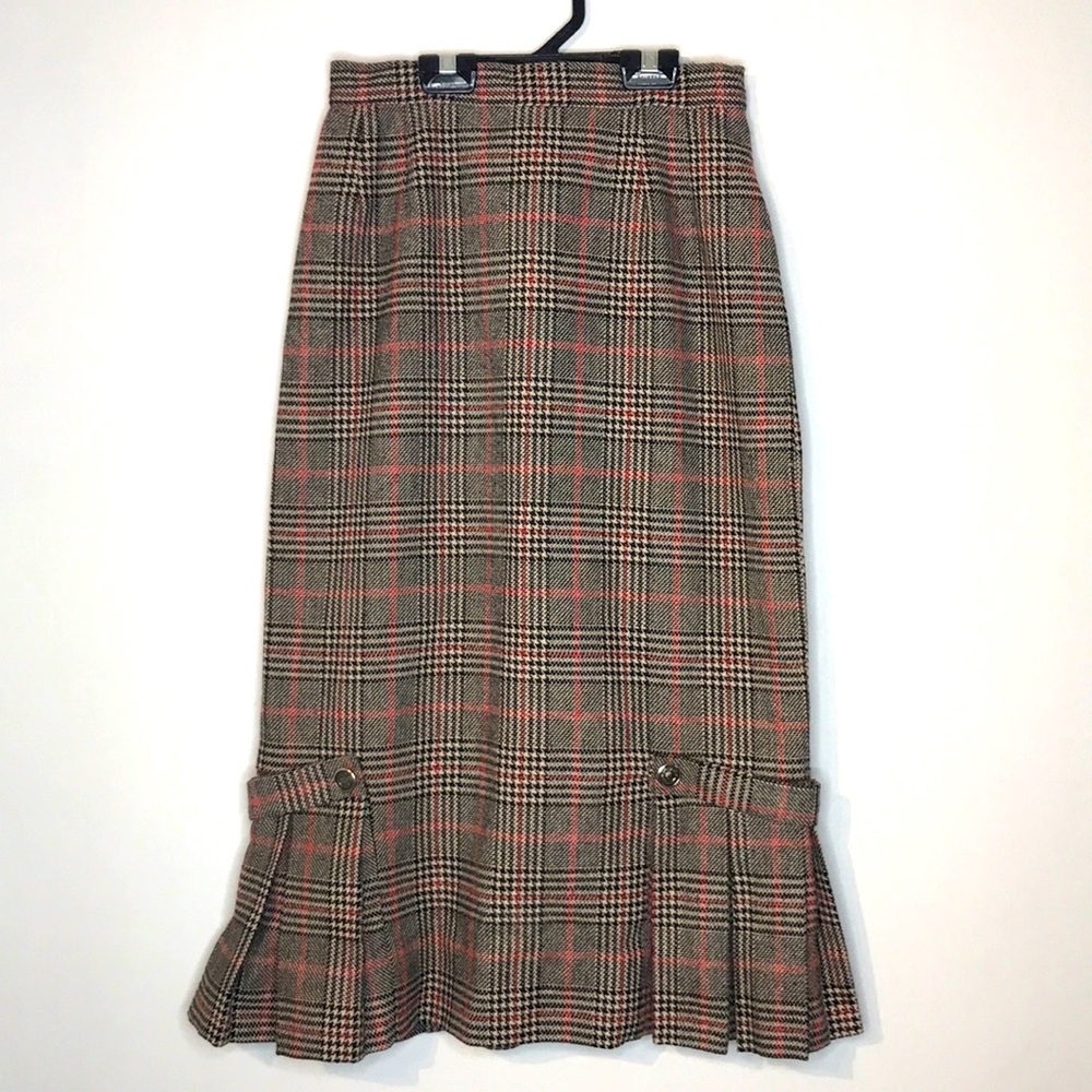Vintage checked midi ruffle skirt